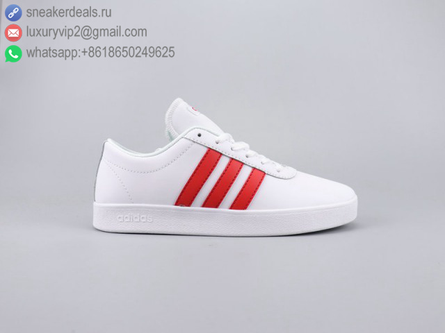 ADIDAS NEO VL COURT 2.0 WHITE RED LEATHER UNISEX SKATE SHOES